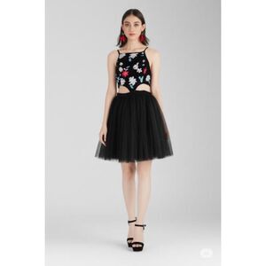 Emerald Sundae Floral Embroidery Tulle Cut Out Dress - SIZE JUNIORS 9 Formal